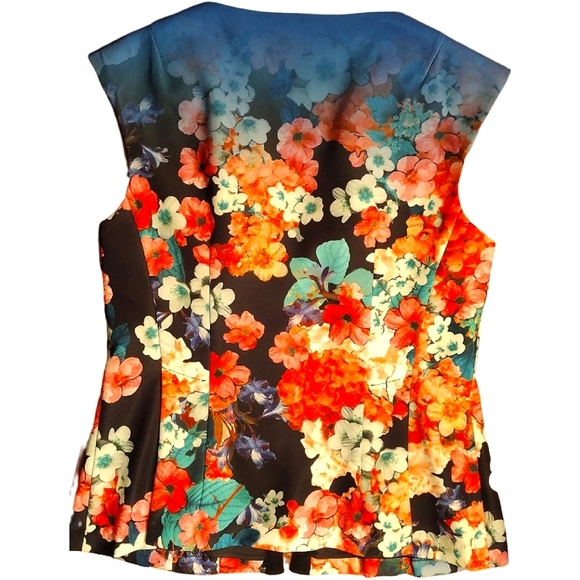 VTG NANETTE LEPORE Floral Print Peplum Zip-Up Vest, Size 4, Multicolored - Picture 4 of 8